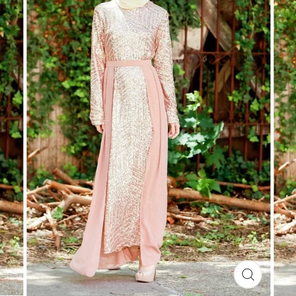 Rose Gold Chevron Sequin Gown